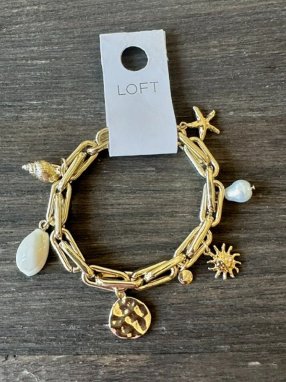 LOFT Seaside Charm Chain Link Stretch Bracelet - New